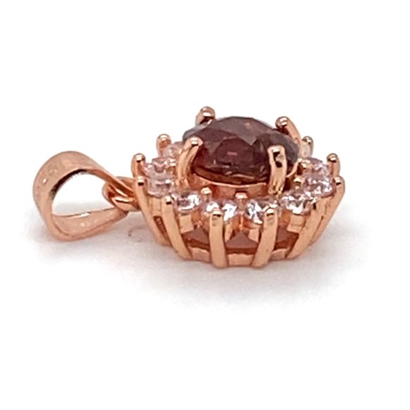 Red Tourmaline .85ct Rose Gold Finish Solid 925 Sterling Silver Pendant - Picture 6 of 7